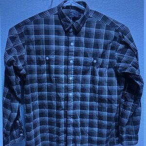 Men's Plaid Button-Up Shirt - Blue/White